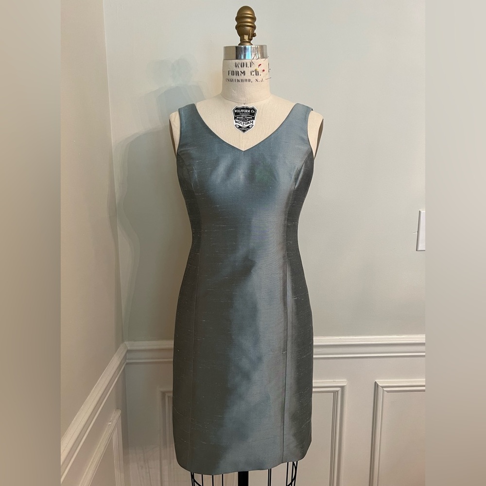 Teal silk ann Taylor shift dress size 2P